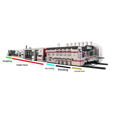 Máquina de caja corrugada de 12 mm con impresora Flexo Slotter Die Cutter Folder Gluer Inline