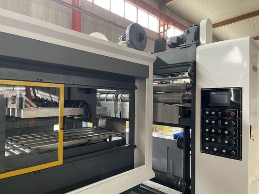 1200 mm Impresión automática de flexo, ranuras, corte por die, plegado, adhesivo, correas en línea
