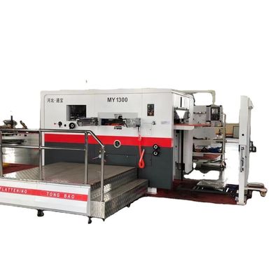 Máquina de corte de papel ondulado a presión de cama plana semiautomática con suministro completo de eliminación de residuos